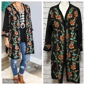 Angel heart boutique embroidered floral cardigan open front